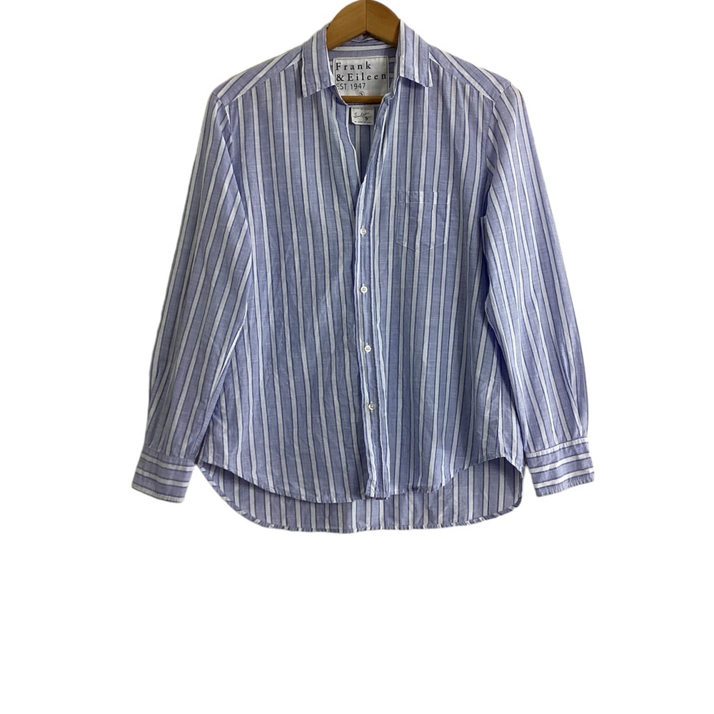 Frank & Eileen Eileen Blue Stripe Woven Button Up Shirt Size S